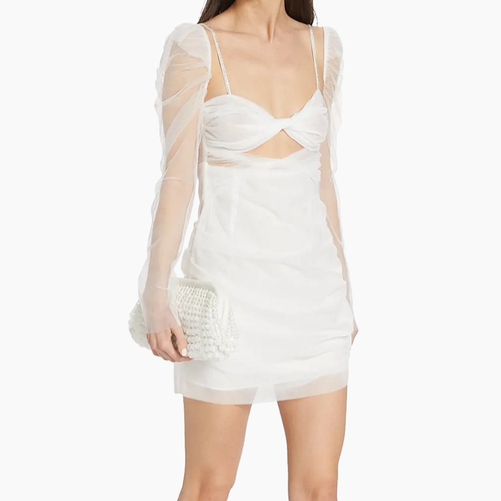 The Bar Jean Twisted Semi-Sheer mini dress